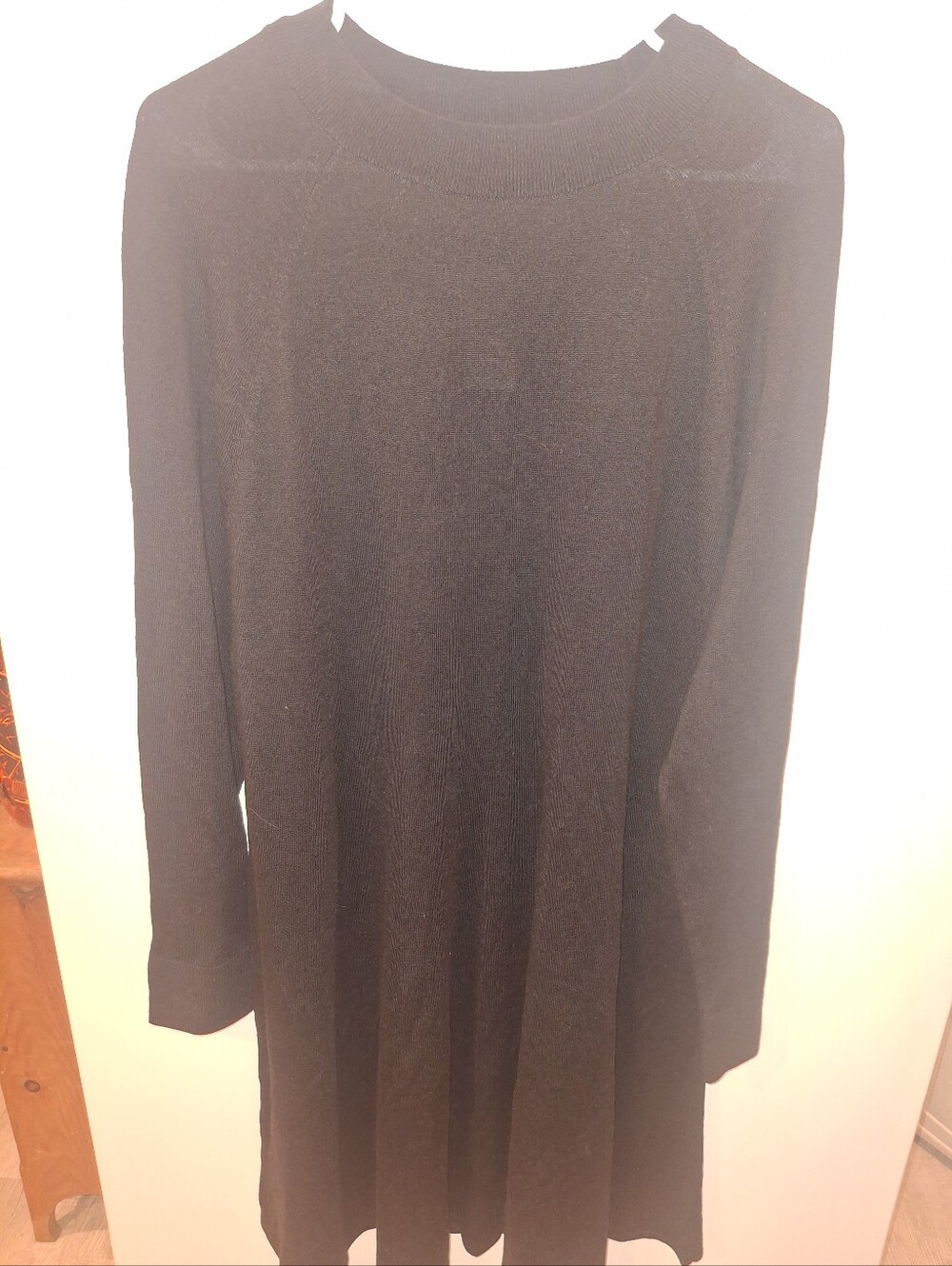 LOFT Black Long-Sleeve A-Line Knit Skirt